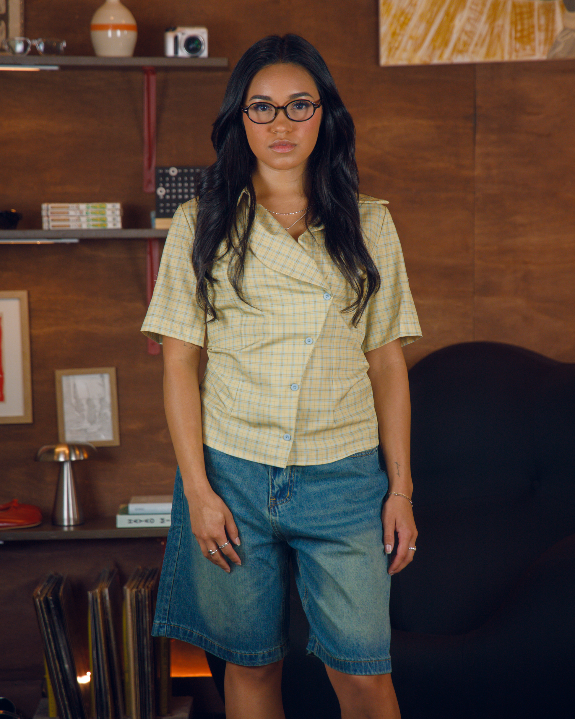 double breasted plaid shirt