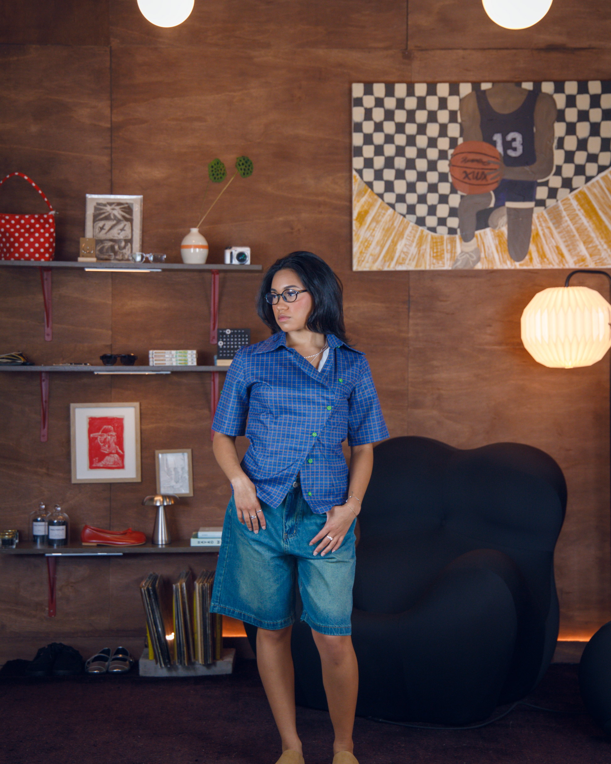 double breasted plaid shirt