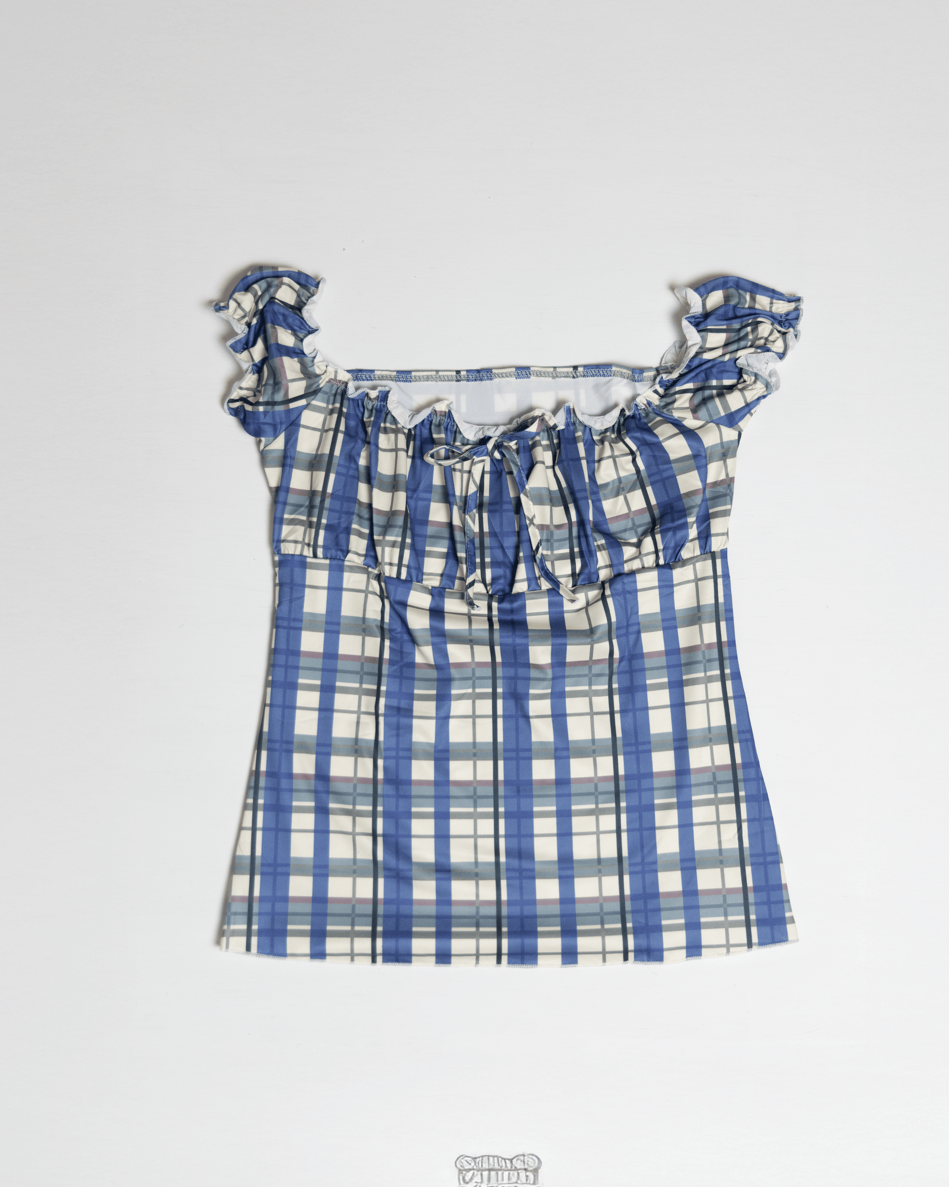 off shoulder plaid top